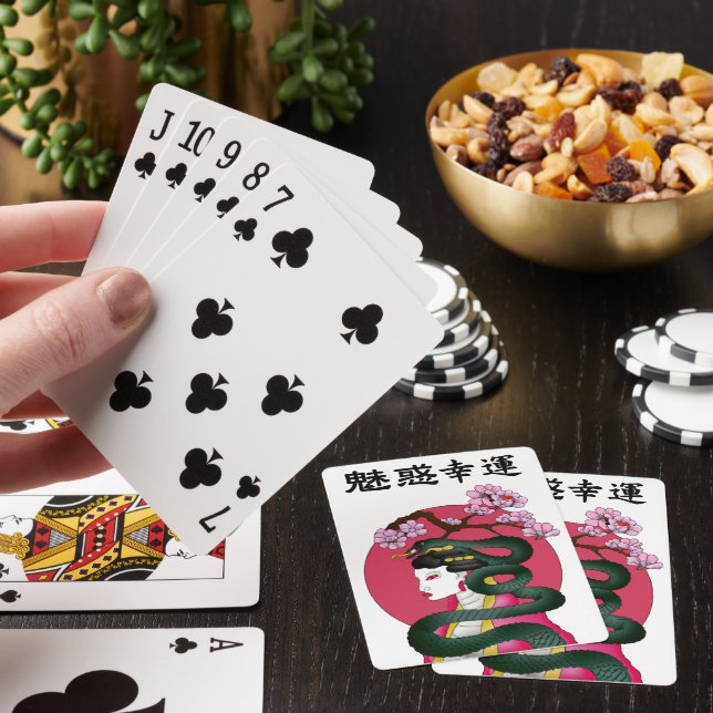 Geisha girl and serpent poker cards (In Situ)
