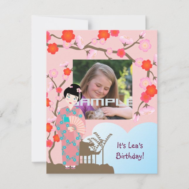 Geisha girl birthday party invitation (Front)