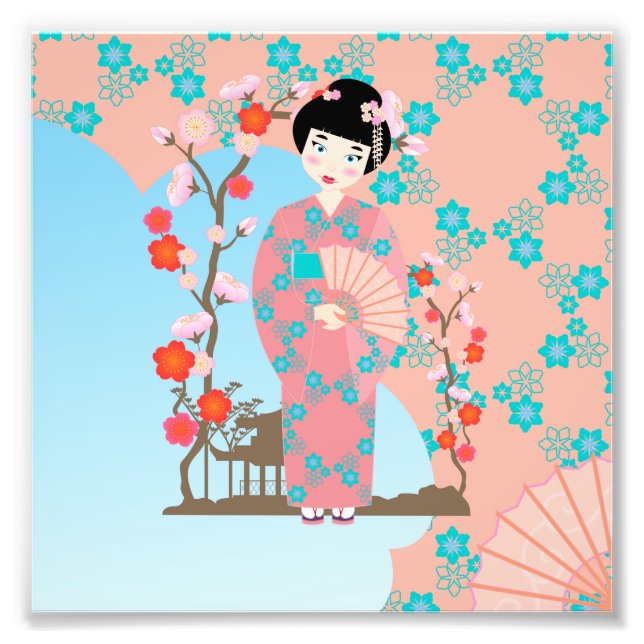 Geisha girl birthday party photo print (Front)
