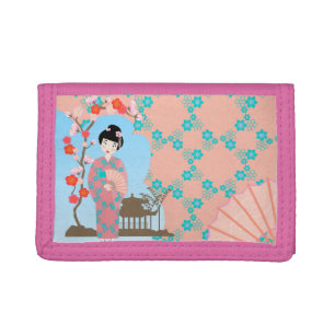 Geisha girl birthday party trifold wallet