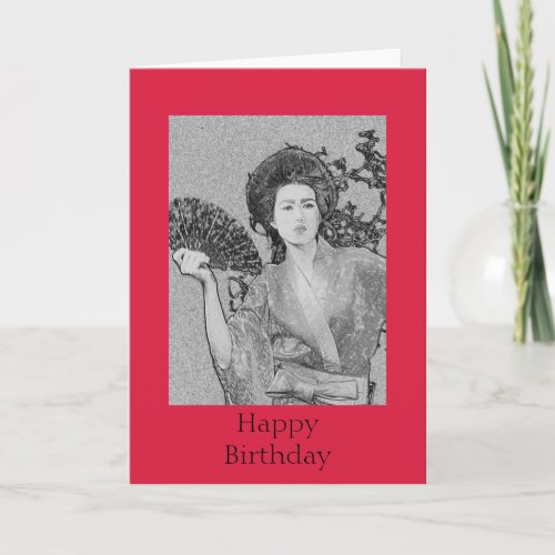 Geisha Girl Happy Birthday Card