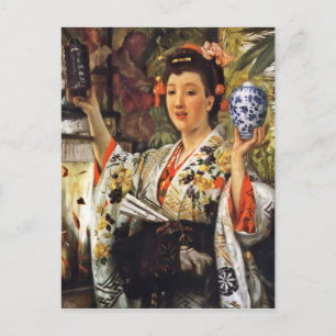 Geisha Girl Holding Ginger Jar Postcard