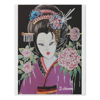 Geisha Girl In Her Finest Dress Faux Canvas Print