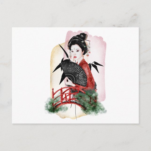 Geisha Girl Japanese Artwork Invitation Postcard (Front)