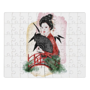 Geisha Girl Japanese Artwork Jigsaw Puzzle