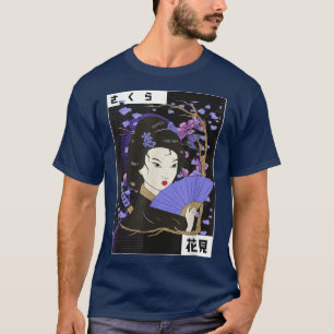 Geisha Girl Sakura Cherry Blossom Japan Art Cultur T-Shirt
