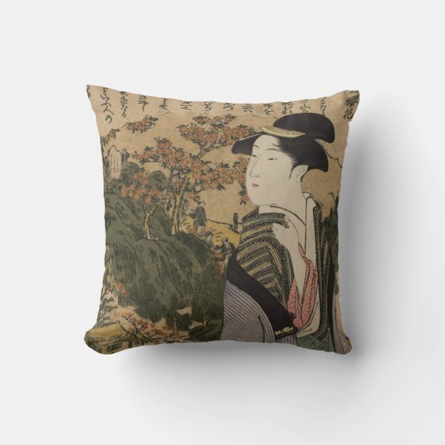 Geisha Girl Throw Pillow (Front)