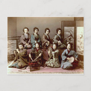 Geisha Girls Playing Instruments - Kusakabe Kimbei Postcard