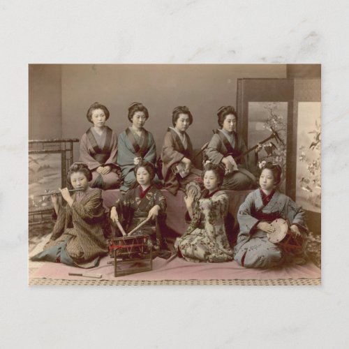 Geisha Girls Playing Musical Instruments Postcard