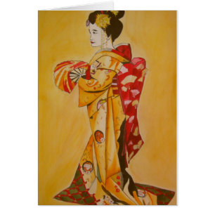 Geisha gold kimono original watercolor art
