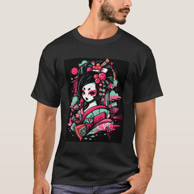Geisha-Inspired Graphic Tee A Touch Of Japan'S Cha (Front)