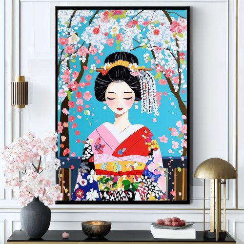 Art Prints And Wall Decor 13 Geisha Kimono Cherry Blossom Japanese Wall Art