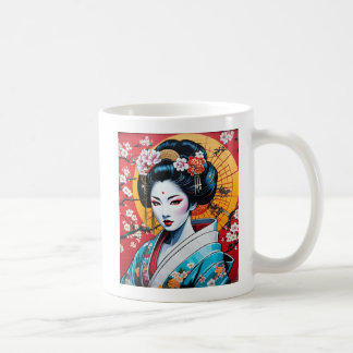 Geisha, Kimono, Sakura, cherry blossoms, Japanese Coffee Mug