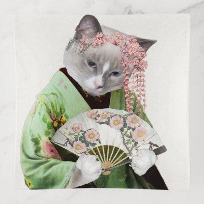 Geisha Kitten Square Trinket Tray