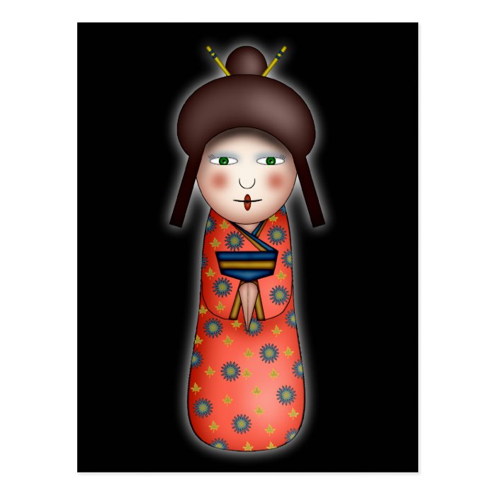 Geisha Kokeshi, postcard