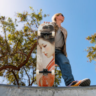 Geisha Orange Ink Skateboard