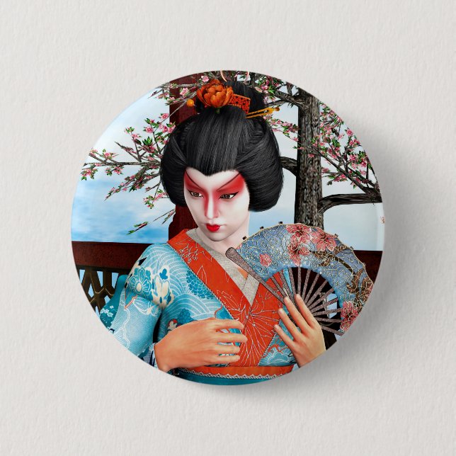 Geisha Pinback Button (Front)