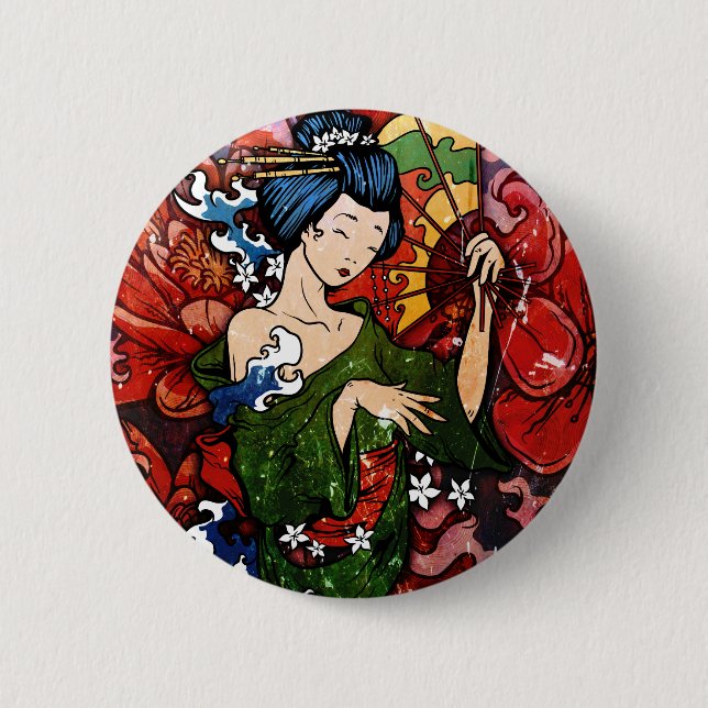 Geisha Pinback Button (Front)