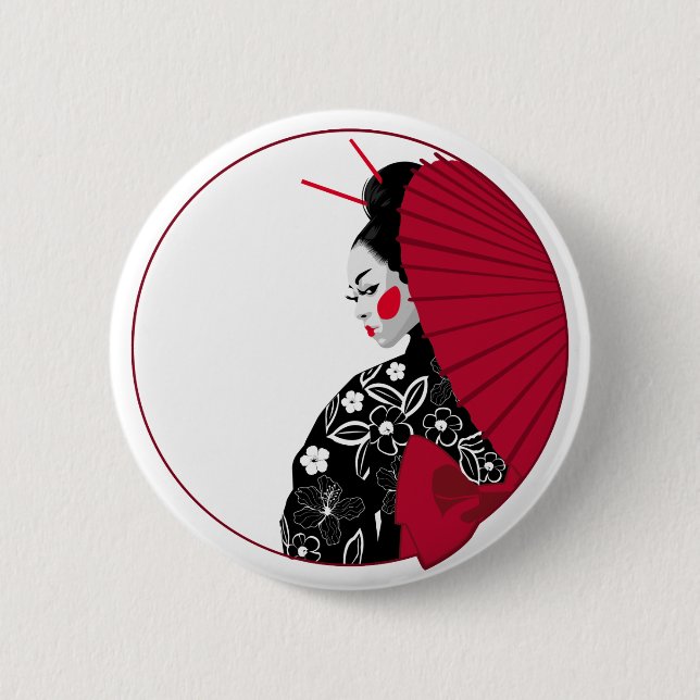 Geisha Pinback Button (Front)