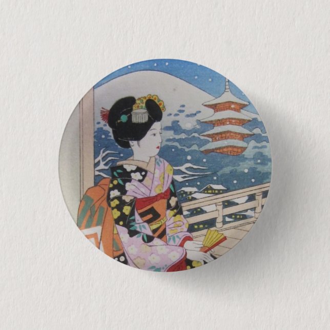 Geisha Pinback Button (Front)