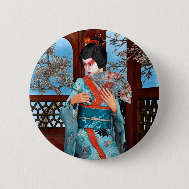 Geisha Pinback Button (Front)