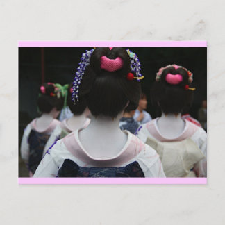 Geisha - Pink Border Postcard