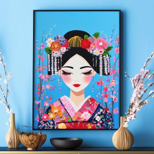 Art Prints And Wall Decor 14 Geisha Portrait Cherry Blossoms Japanese Wall Art