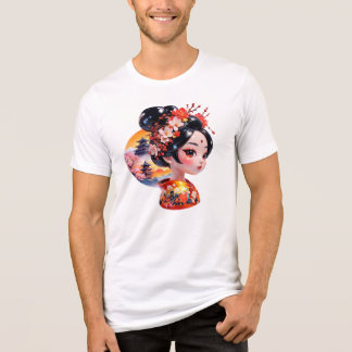 Geisha Portrait Unique Artistic Floral Beauty Desi Tri-Blend Shirt