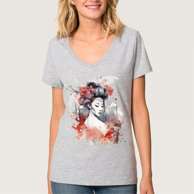 Geisha Print Design T-Shirt (Front)
