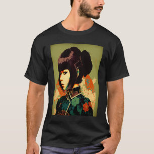 Geisha Retro Female Kimono Samurai Japanese Vintag T-Shirt