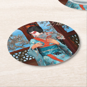 Geisha Round Paper Coaster