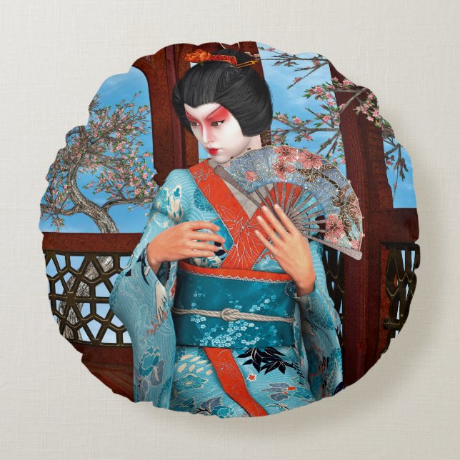 Geisha Round Pillow (Front)