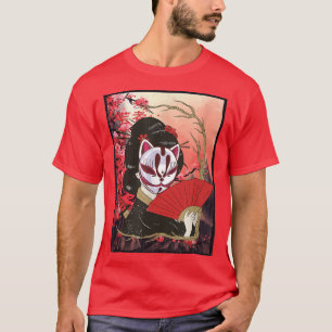 Geisha Sakura Cherry Blossom Geisha Girl Japan Art T-Shirt
