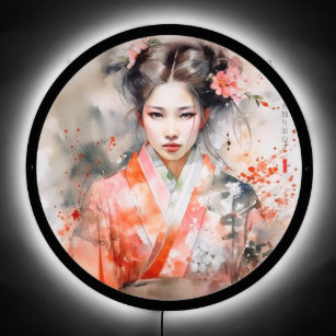 Geisha sakura kawaii japanese wall art LED Signs