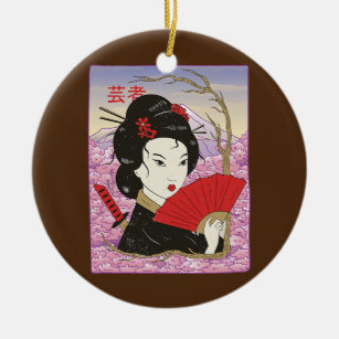 Geisha Samurai Japan Culture Japanese Kawaii Ceramic Ornament