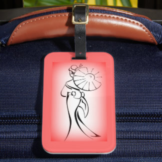 Geisha Silhouette Red Edge Luggage Tag