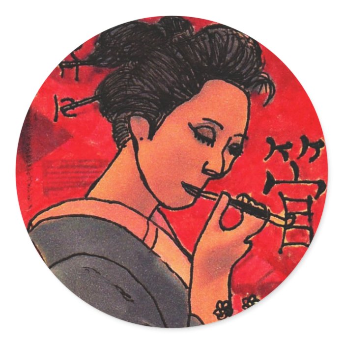 Geisha Smoking Kiseru Sticker