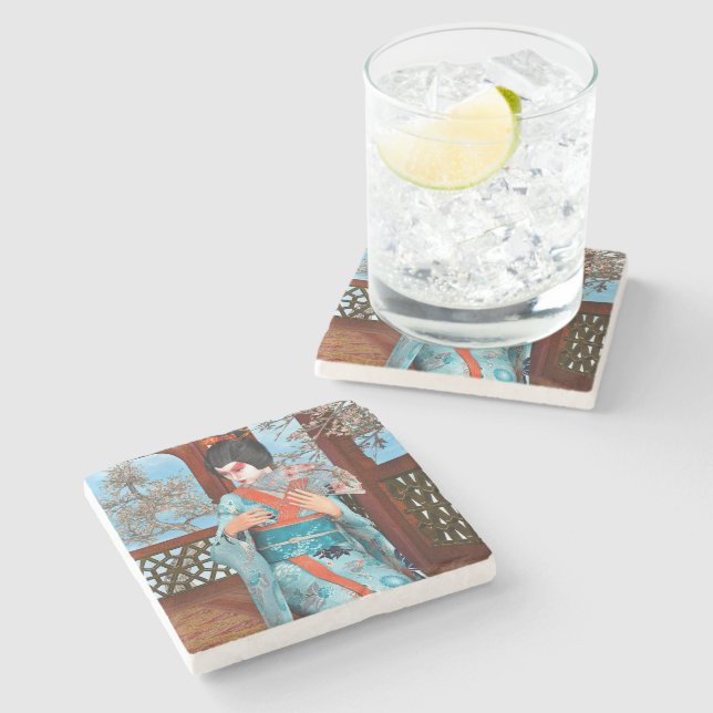 Geisha Stone Coaster (Side)