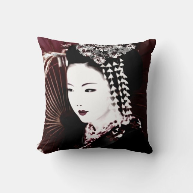 Geisha Throw Pillow (Front)