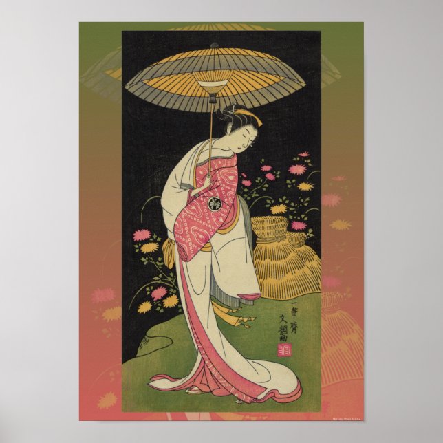 Geisha Umbrella Abstract Japan Pop Art Poster (Front)
