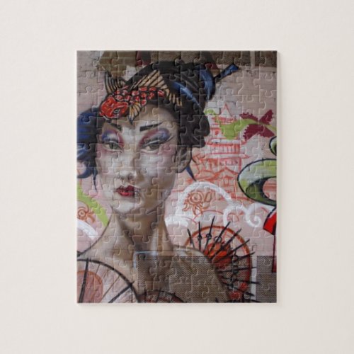 Geisha Urban Graffiti Street Art Jigsaw Puzzle