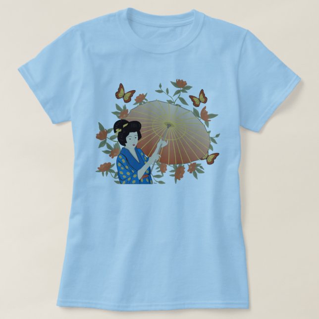 Geisha w Parasol T-Shirt (Design Front)