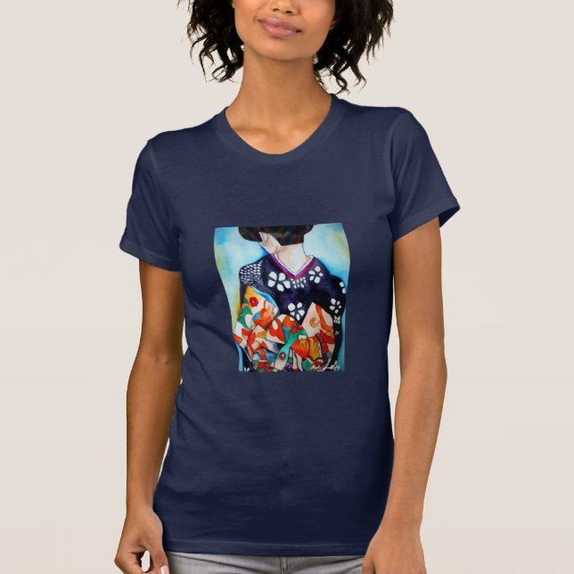 Geisha with dark blue kimono original art T-Shirt (Front)