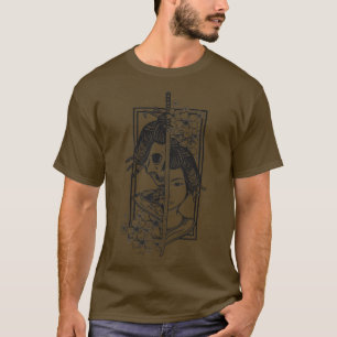 Geisha with katana and sakura cherry blossom samur T-Shirt