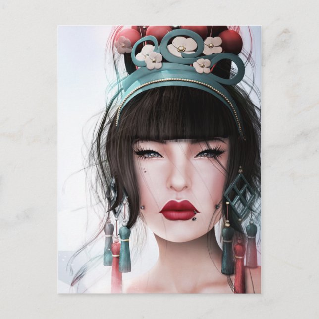 Geisha with Kissable Lips Postcard (Front)