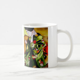 Geisha with olive green kimono mug