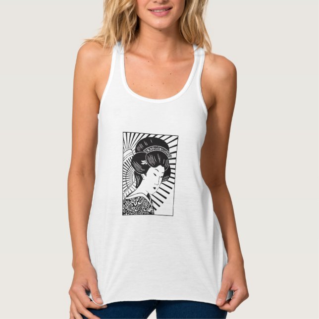 Geisha with Parasol Tank Top (Front)