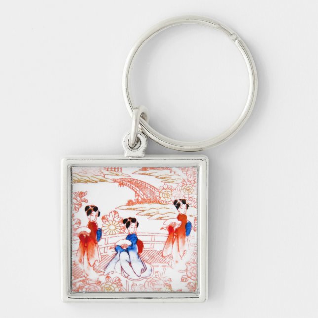 Geishas in garden keychain (Front)