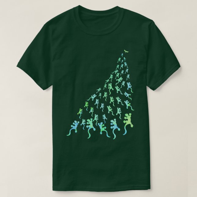 Gekkos gecko green blue animal watercolor lizards  T-Shirt (Design Front)