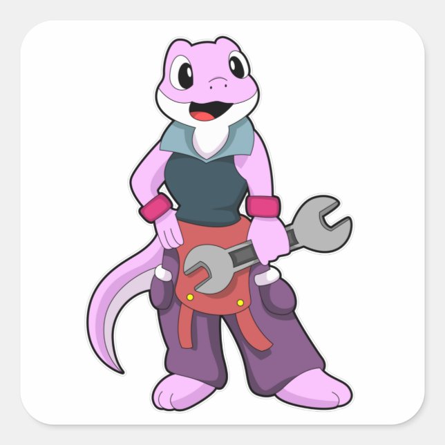 Geko as Mechanic with Wrench Square Sticker (Front)